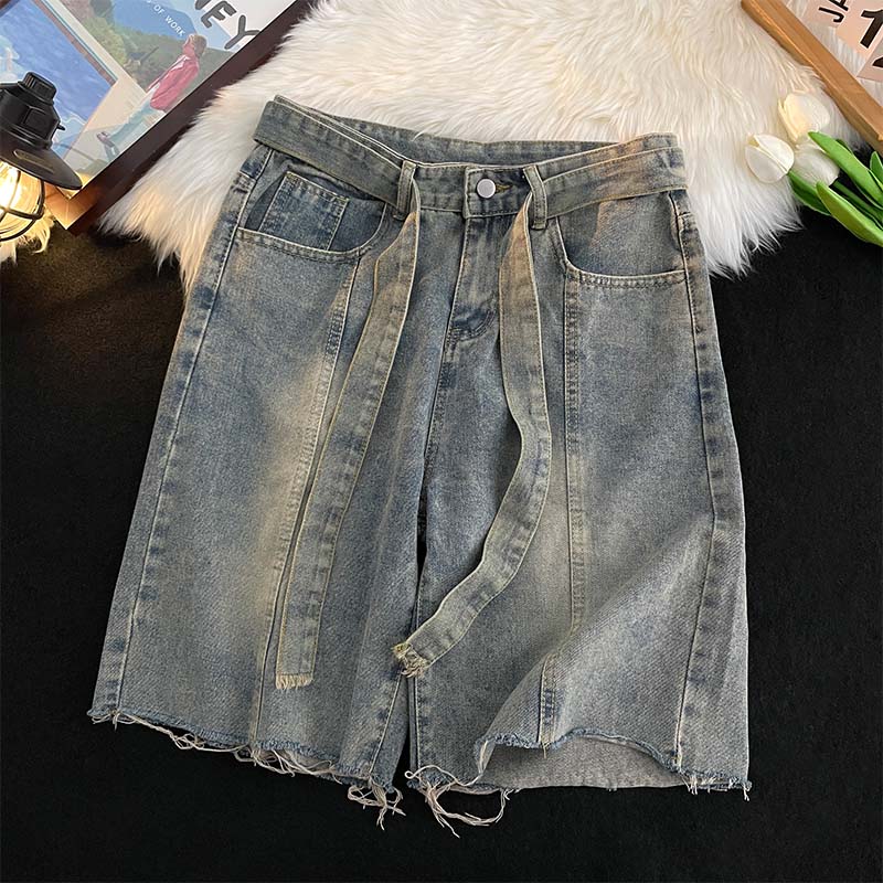 Mens Fashion Denim - Short d'été en Denim à franges