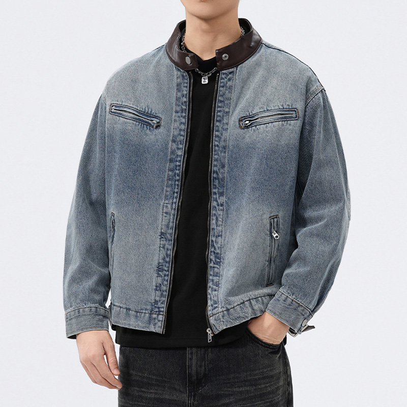 Men'S Fashion Leather Jacket - Veste en jean pour homme avec