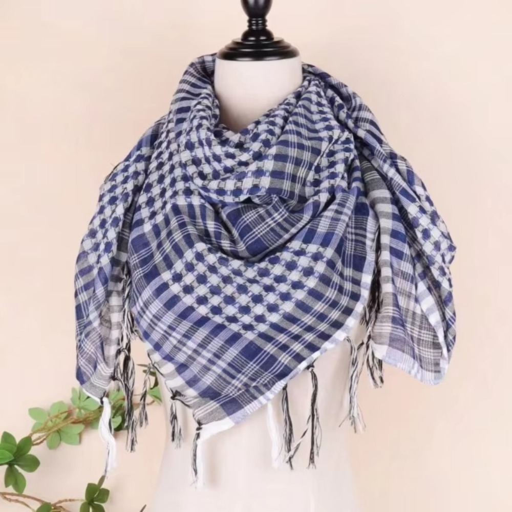 Men'S Fashion Head Scarf - Grand foulard arabe Shemagh avec pompon,