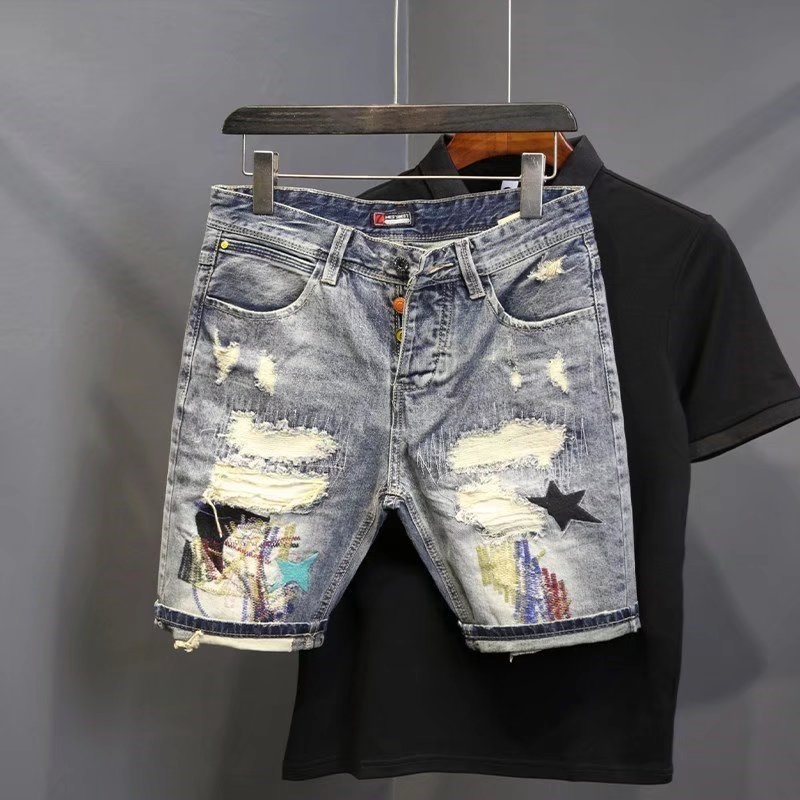 Mens Fashion Denim - Short en jean lavable pour homme,
