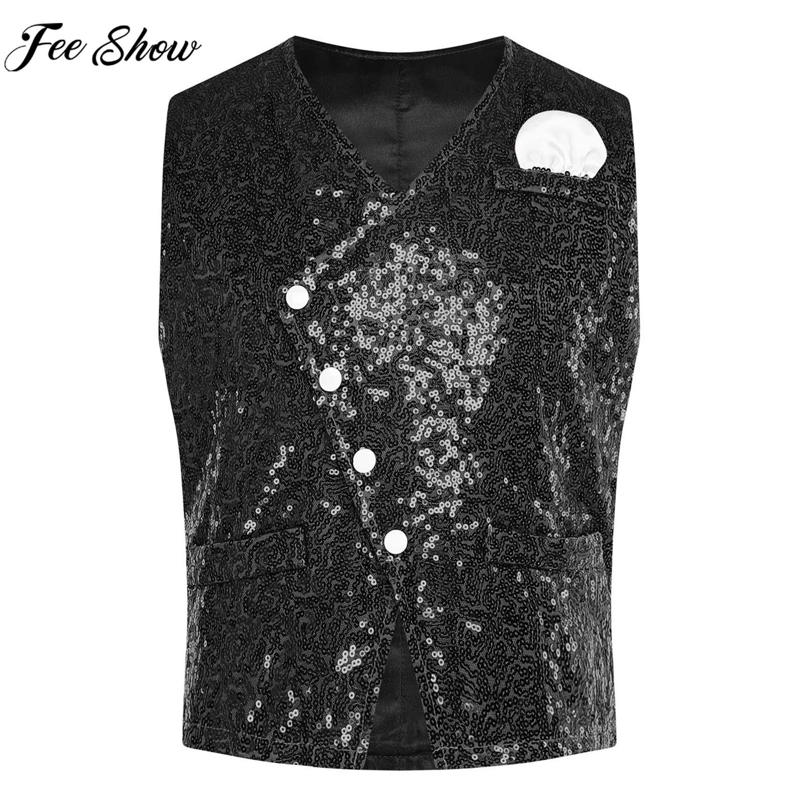 Formal Waistcoat Vest - Gilet à paillettes brillantes pour enfants