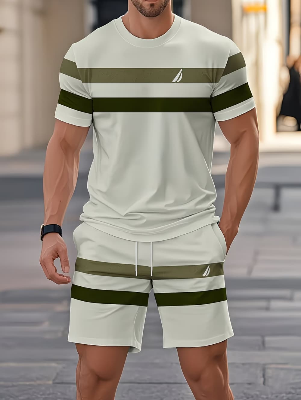 Mens Fashion Workwear - Ensembles d'été pour hommes, t-shirt à
