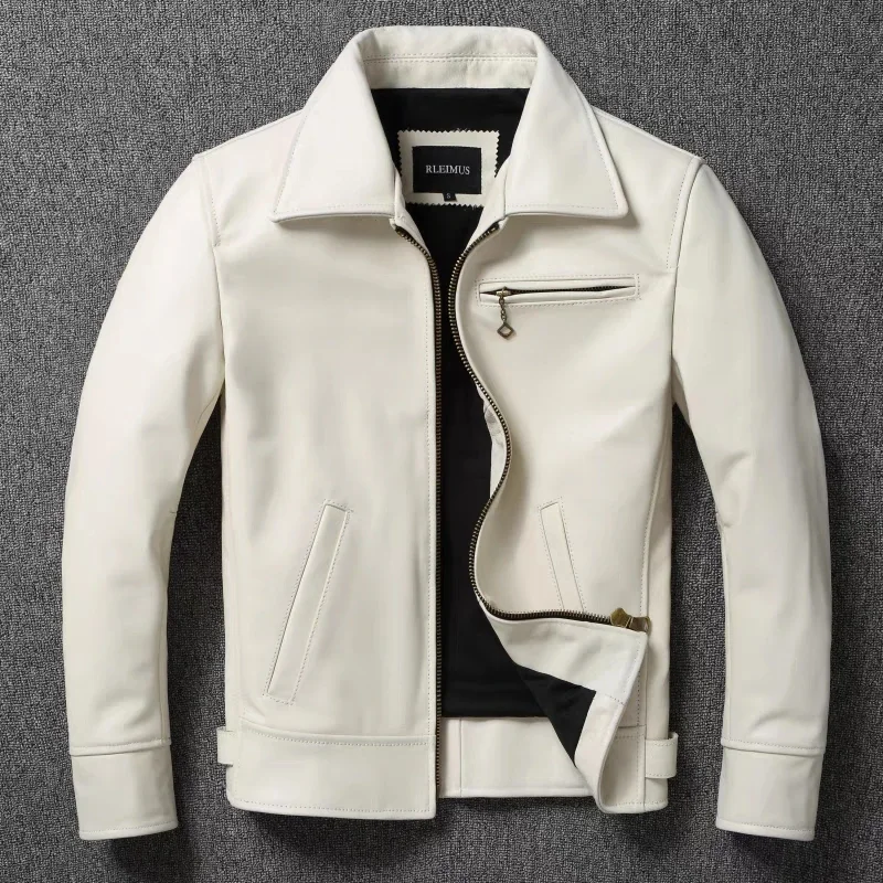 Men'S Fashion Leather Jacket - Veste en cuir véritable pour hommes