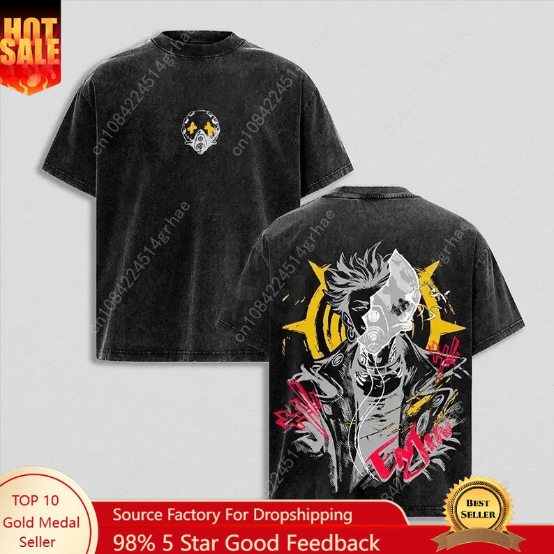 Men'S Fashion Oversized T Shirt - T-shirt vintage Gachiakuta Anime délavé, T-shirt