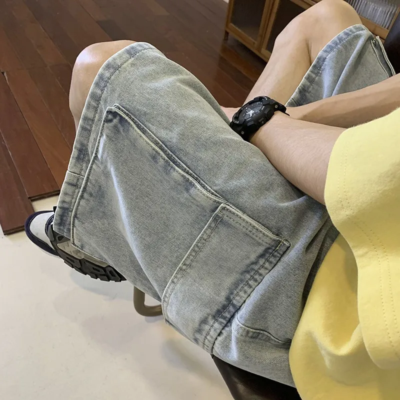 Mens Fashion Denim - Shorts cargo en jean coréens pour