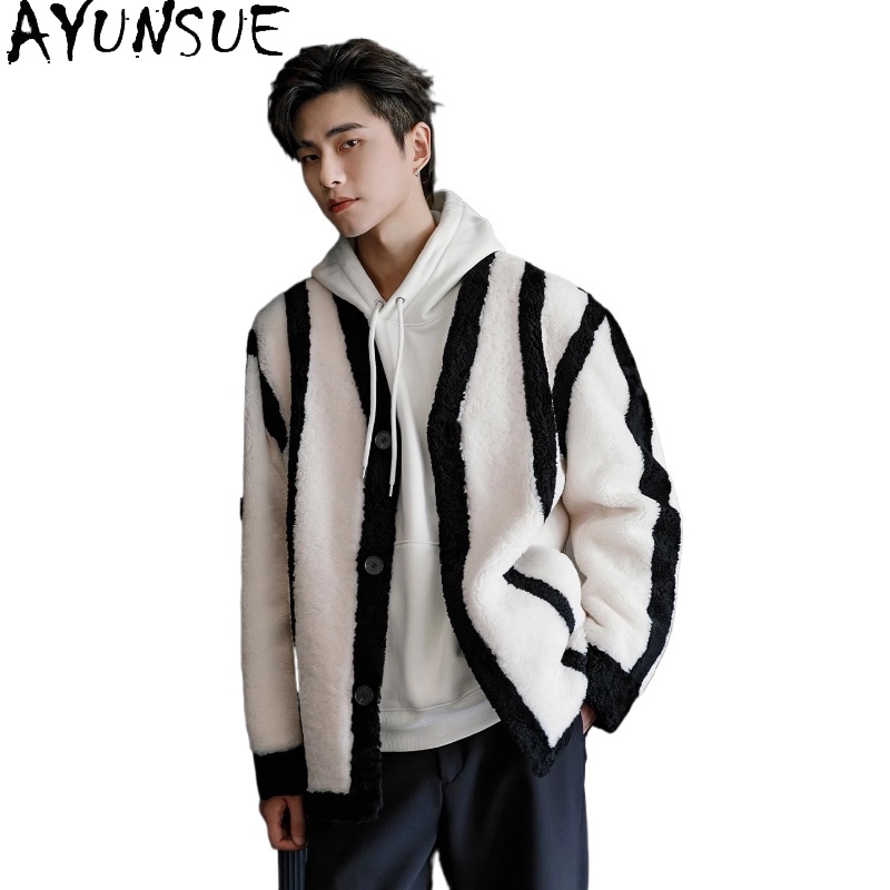 Men'S Fashion Leather Jacket - AYUNSUE nouvelle mode manteau de fourrure