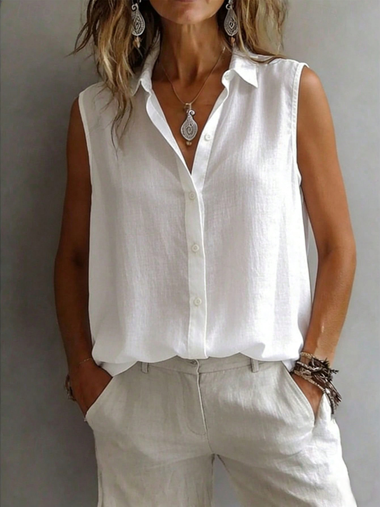 Men'S Fashion For 70 Year Old - Chemise sans manches élégante et tendance