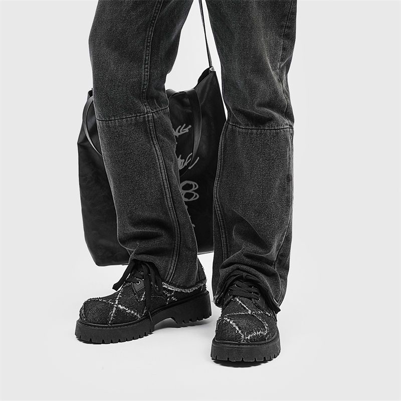Mens Fashion Denim - Chaussures Derby en jean à lacets