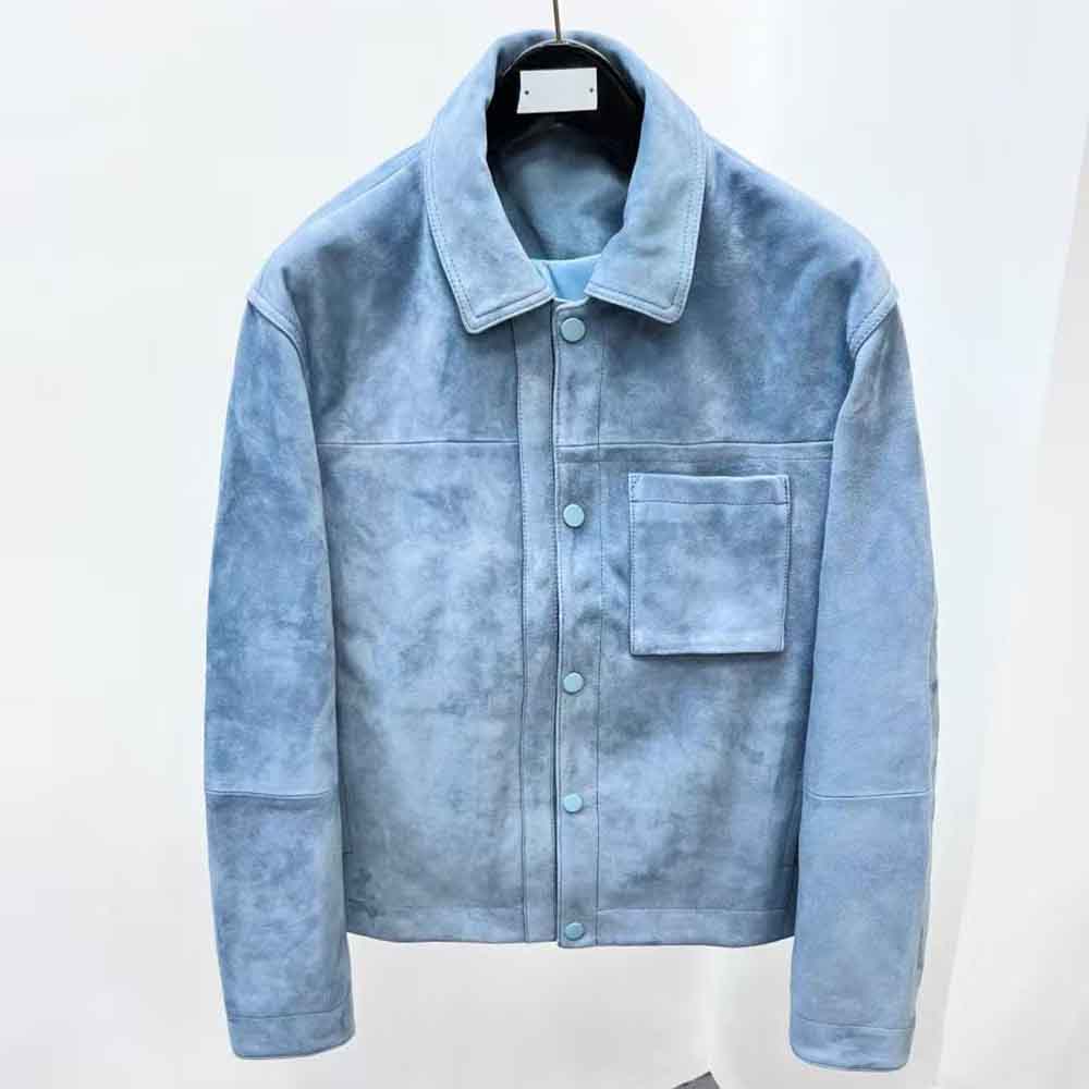 Nouvelle veste en daim bleu de - Men'S Fashion Leather Jacket avis et prix