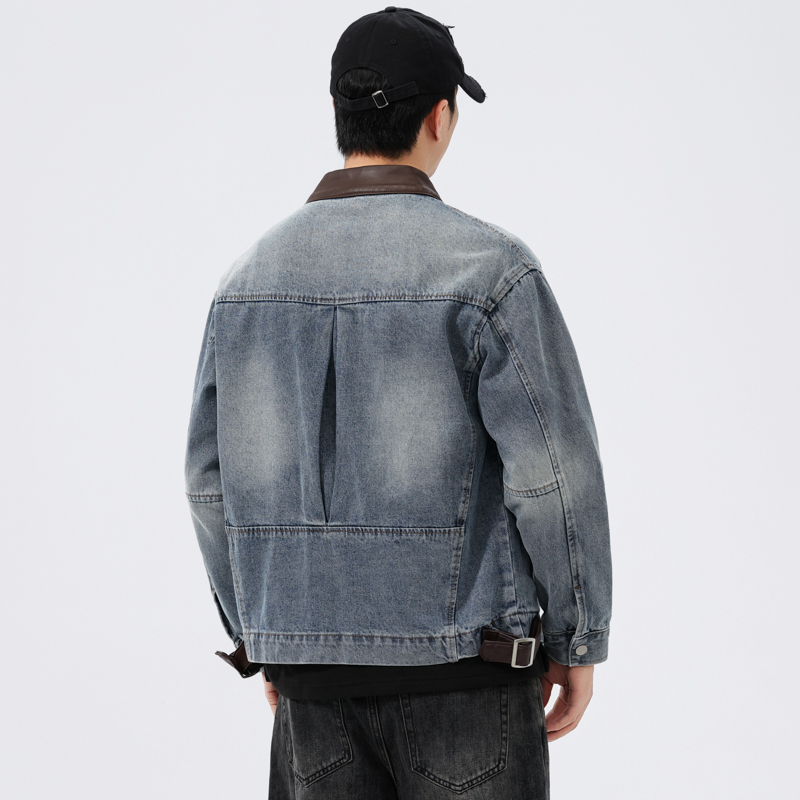 Veste en jean pour homme avec  - Men'S Fashion Leather Jacket avis et prix