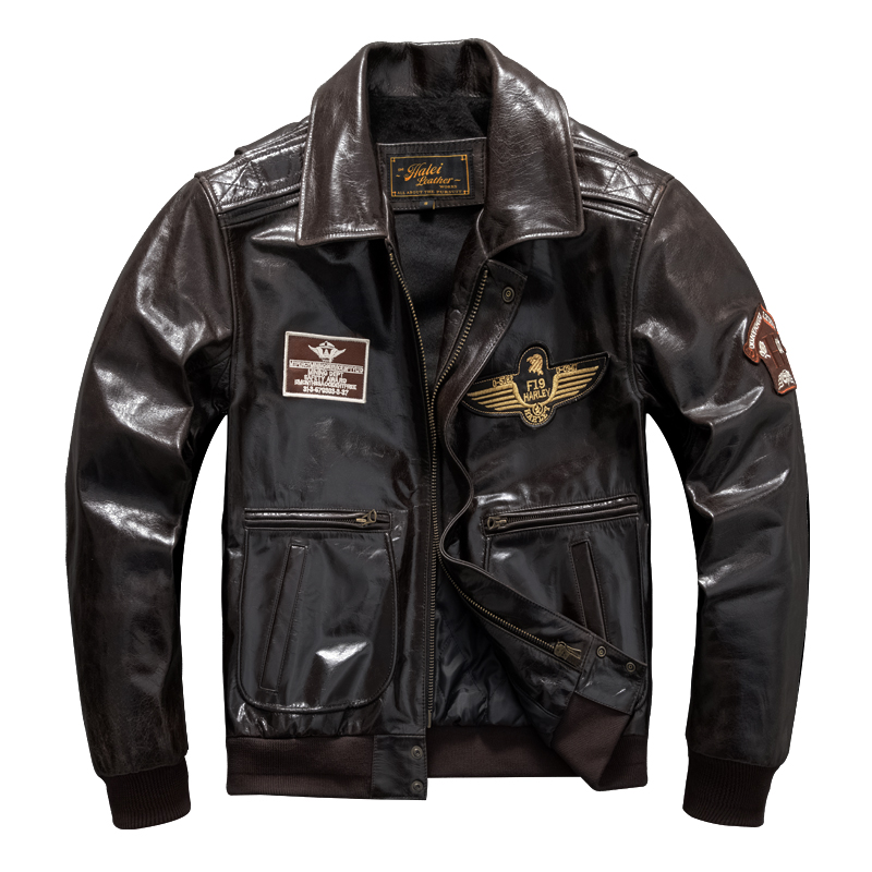Blouson militaire en cuir véri - Men'S Fashion Leather Jacket avis et prix