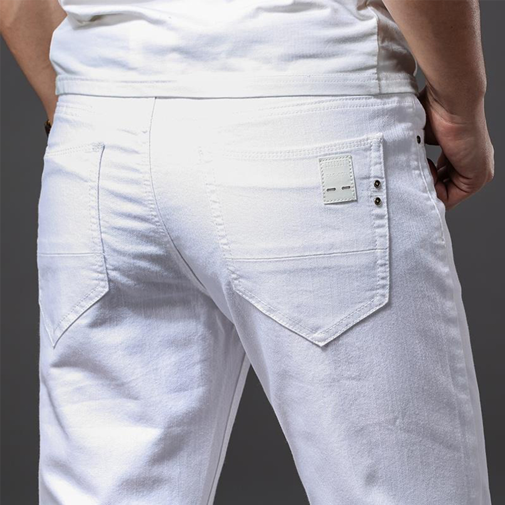 Jean blanc élastique pour homm - Men'S Fashion For 70 Year Old avis et prix