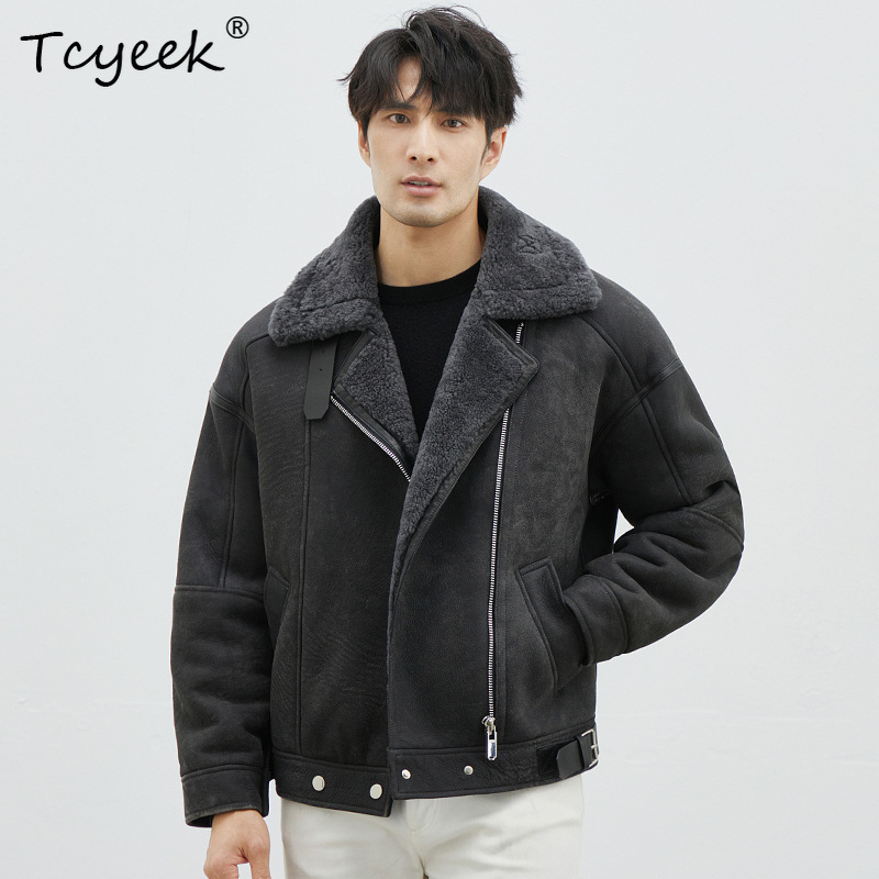 Tcyeek – manteau en fourrure d - Men'S Fashion Leather Jacket avis et prix