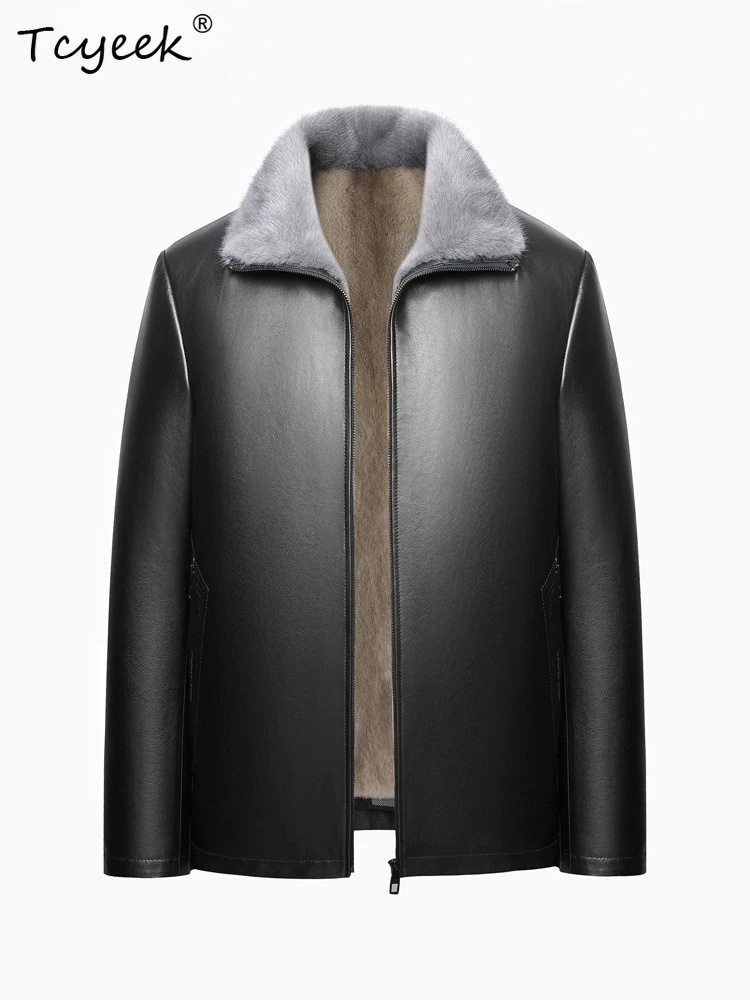Manteau en fourrure de vison b - Men'S Fashion Leather Jacket avis et prix