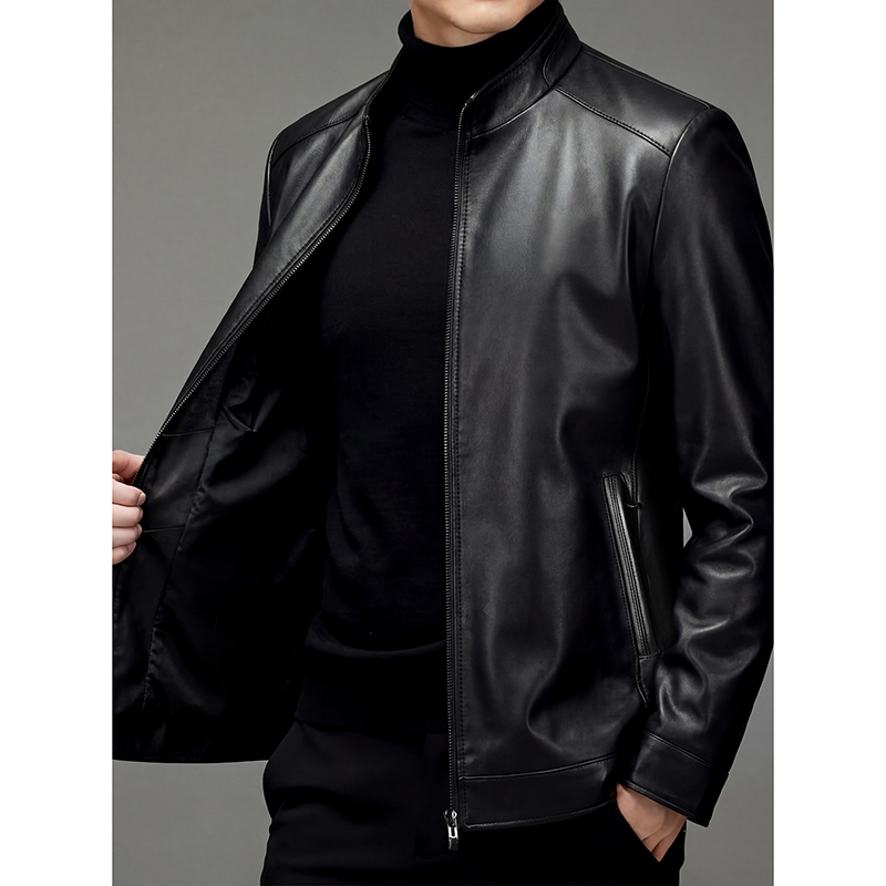 Veste en cuir véritable 100% p - Men'S Fashion Leather Jacket avis et prix