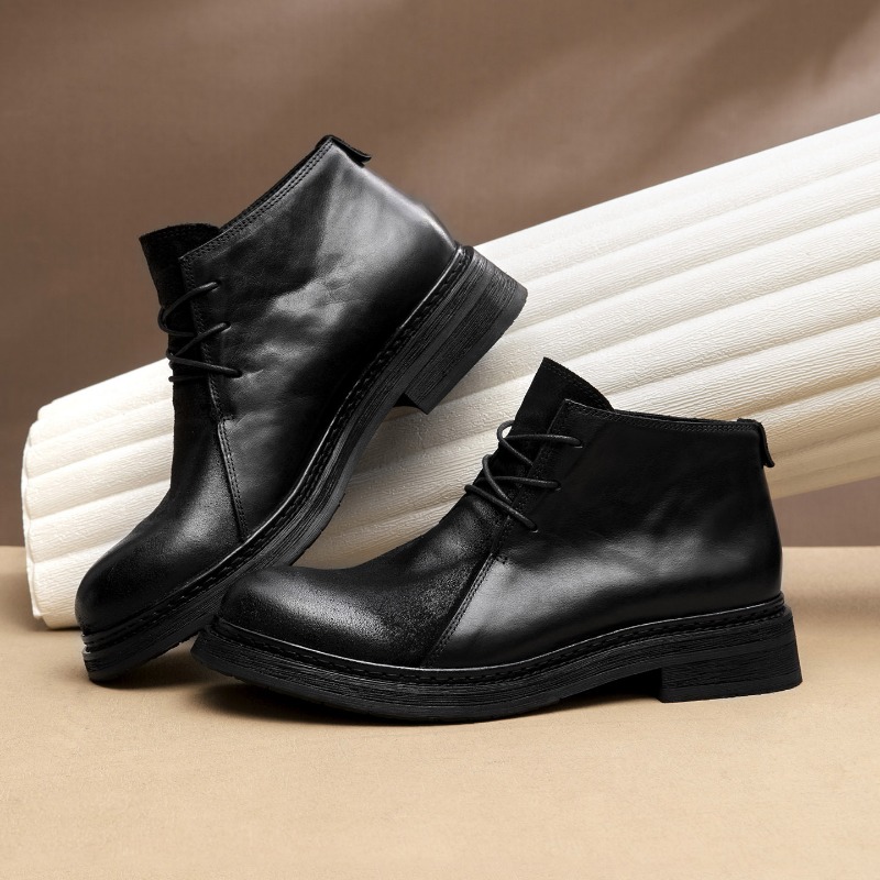 Bottes en cuir véritable vinta - Men Fashion Vintage avis et prix