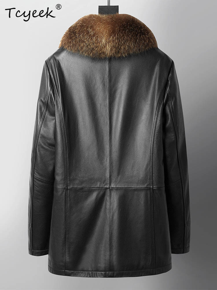 Manteau en véritable fourrure  - Men'S Fashion Leather Jacket avis et prix