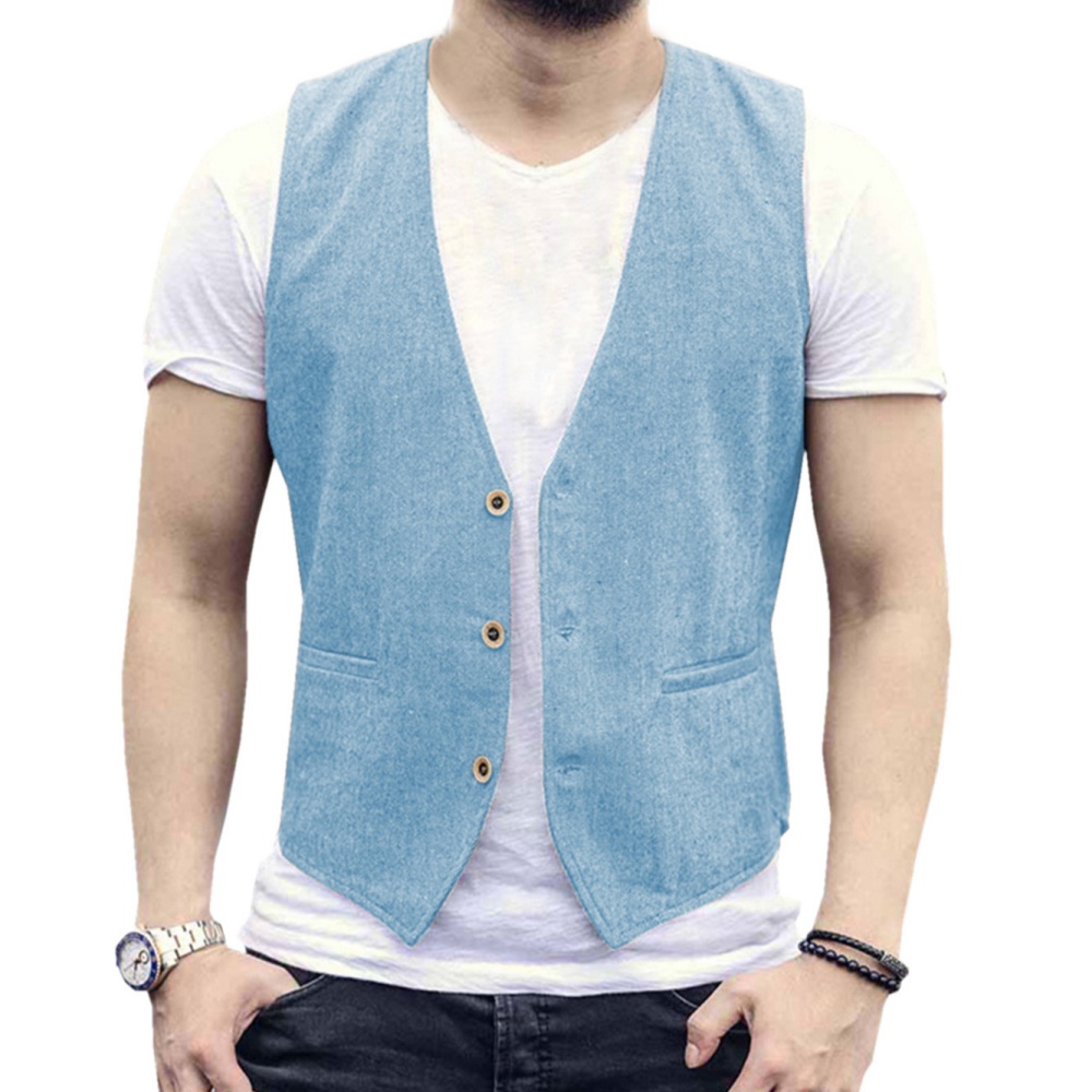 Gilet en lin pour homme à col  - Formal Waistcoat Vest avis et prix
