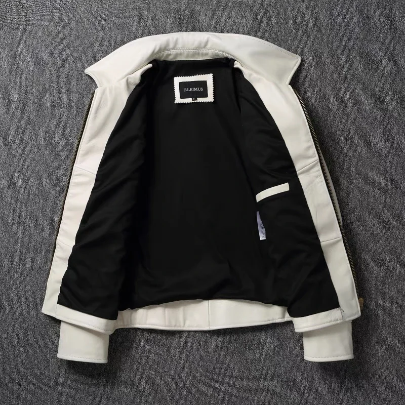 Veste en cuir véritable pour h - Men'S Fashion Leather Jacket avis et prix