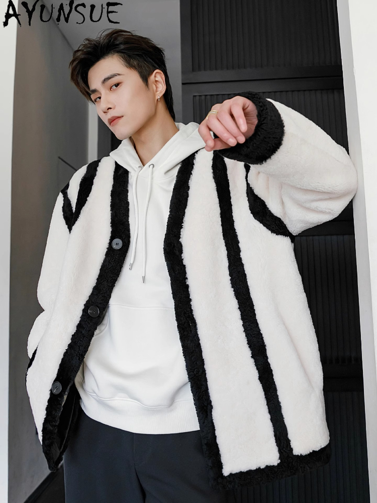AYUNSUE nouvelle mode manteau  - Men'S Fashion Leather Jacket avis et prix